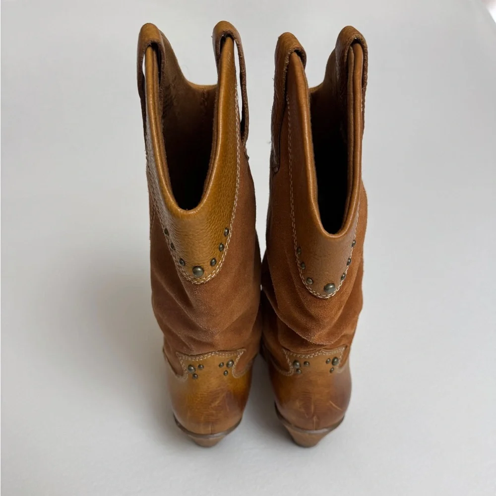 Vintage Y2K Bass Western Brown Leather Studded Boots Size 7.5 - Picture 9 of 14
